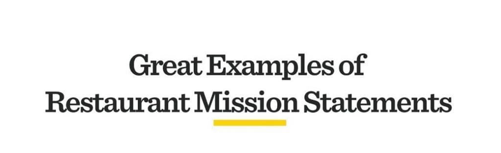restaurant mission statement examples