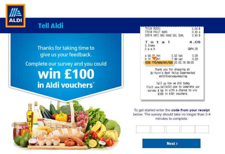 TellAldi Guest Satisfaction Survey to Win a $100 Gift Card